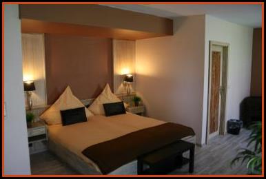 een slaapkamer in motorhotel vulkanberg